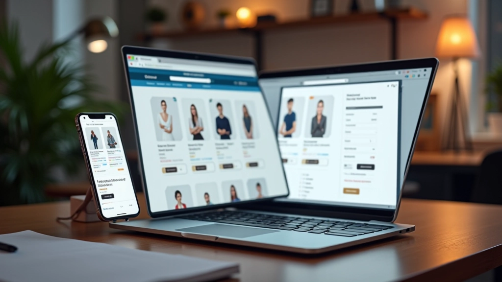 Devanture de commerce électronique avec affichage des produits et interface de vente