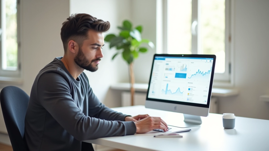 Espace de travail numérique moderne avec ordinateur portable et tableaux de bord d'automatisation